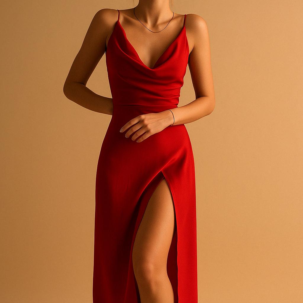 Elegant formal maxi dress for women with V-neck and flowing fit, ideal for weddings, galas, and black-tie events.