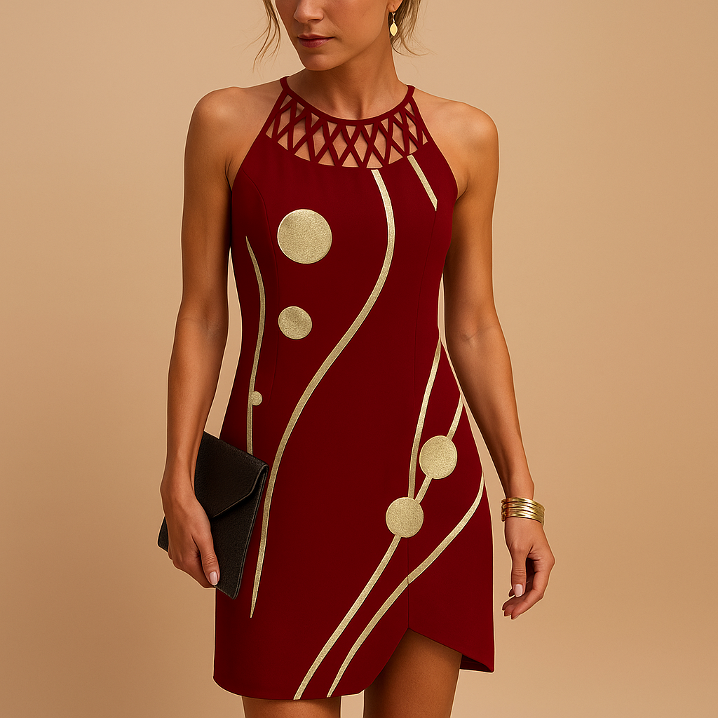 A-line sleeveless dress for women named Hazel, featuring an elastic waist, lightweight fabric, and elegant style perfect for parties or casual wear.