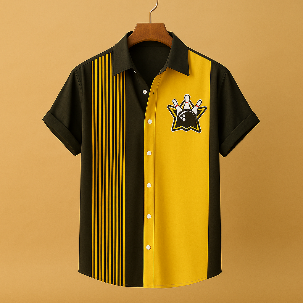 Men’s bowling print polo shirt Lucas with breathable fabric and comfortable fit. Ideal for casual wear and sporty occasions.