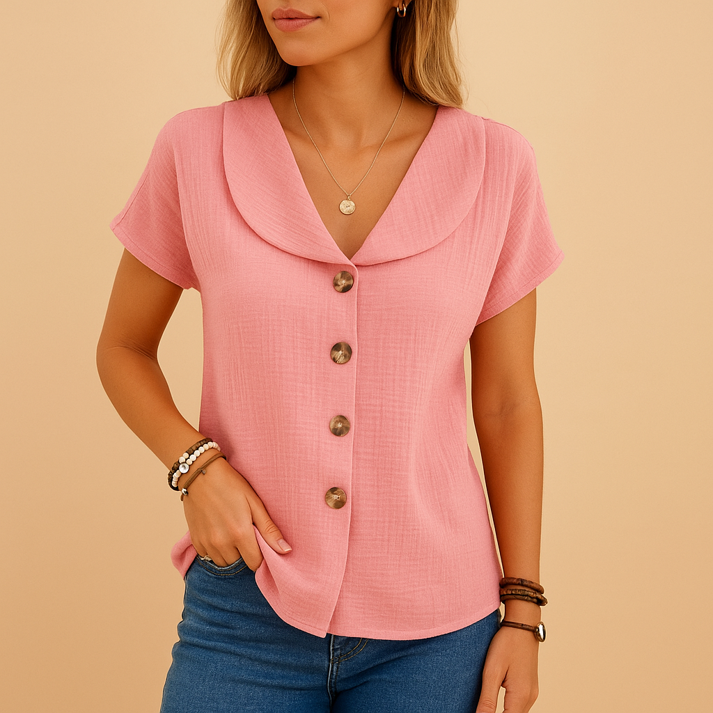 Women’s elegant button blouse with classic collar and soft breathable fabric — perfect for casual or semi-formal occasions.