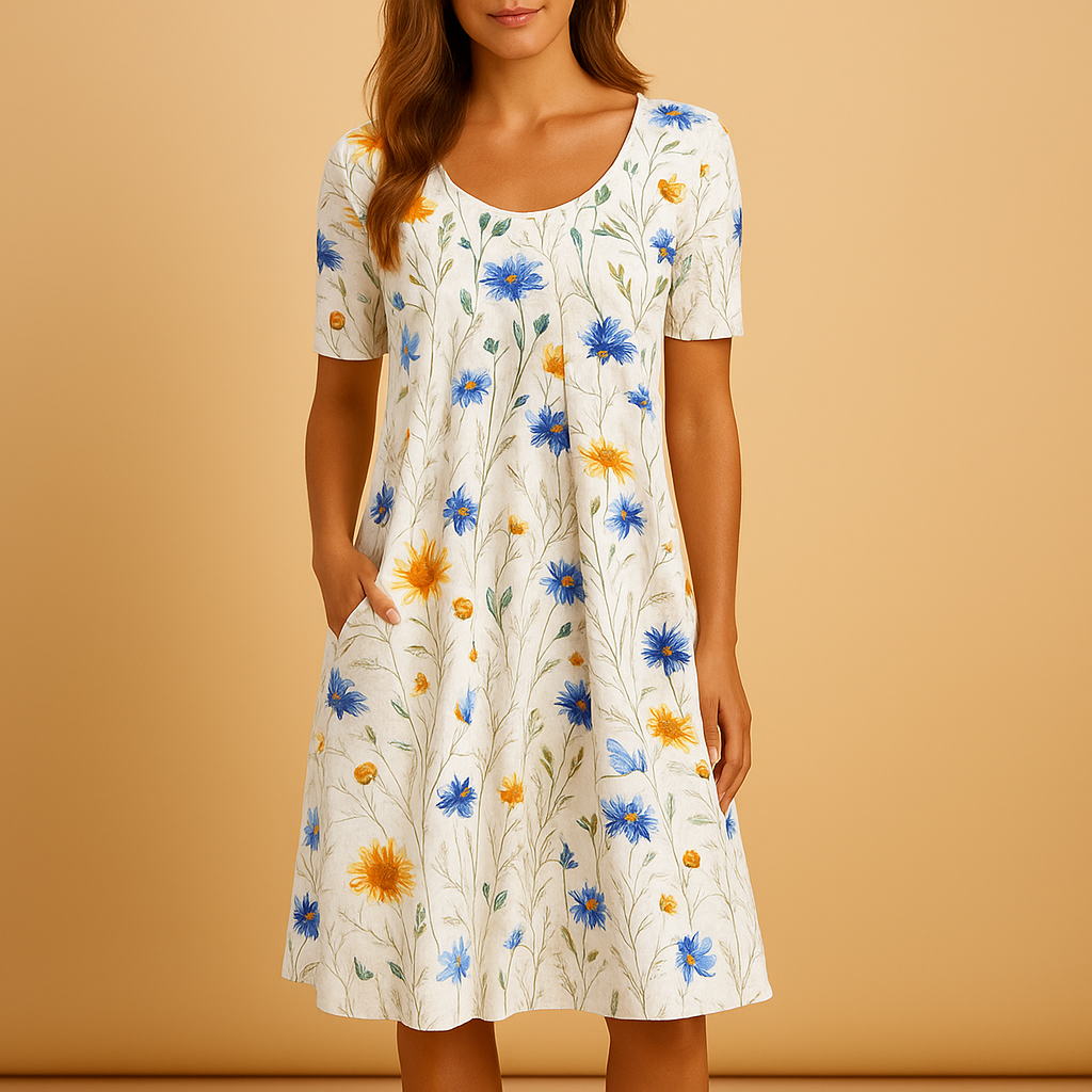 Elegant midi dress for women named Clara, featuring a flattering fit and breathable fabric ideal for casual outings or formal occasions.