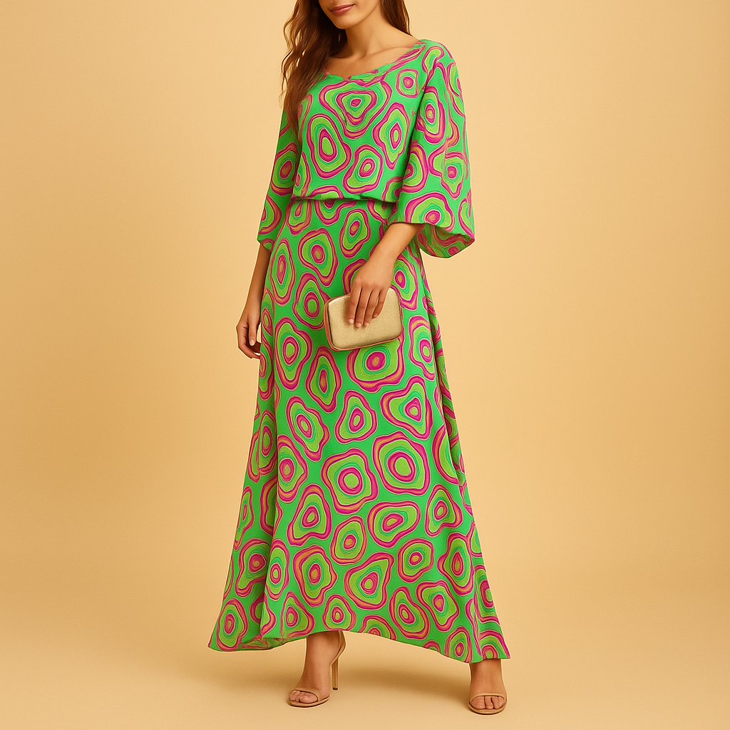 Elegant summer dress for women named Hazel, featuring a feminine fit and airy design ideal for brunches, parties, and warm summer days.