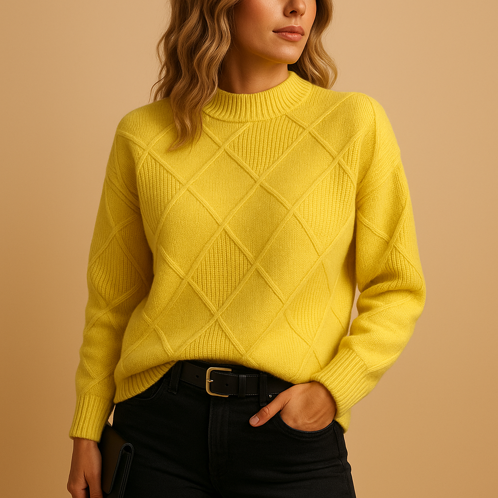 Women’s elegant turtleneck knit sweater with a modern fit, perfect for layering and everyday casual or chic outfits.