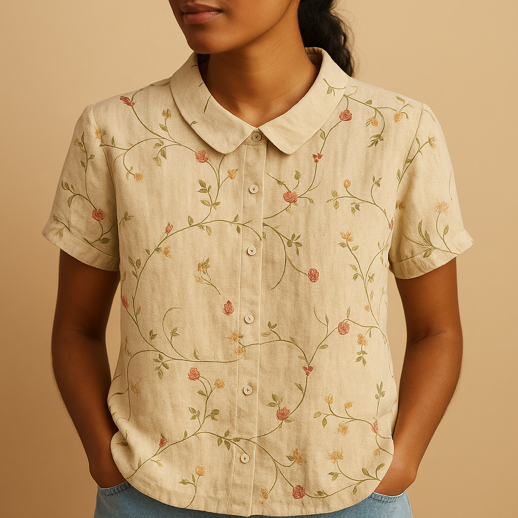 Lightweight floral print blouse for women with loose fit and breathable fabric, ideal for casual days or warm weather.