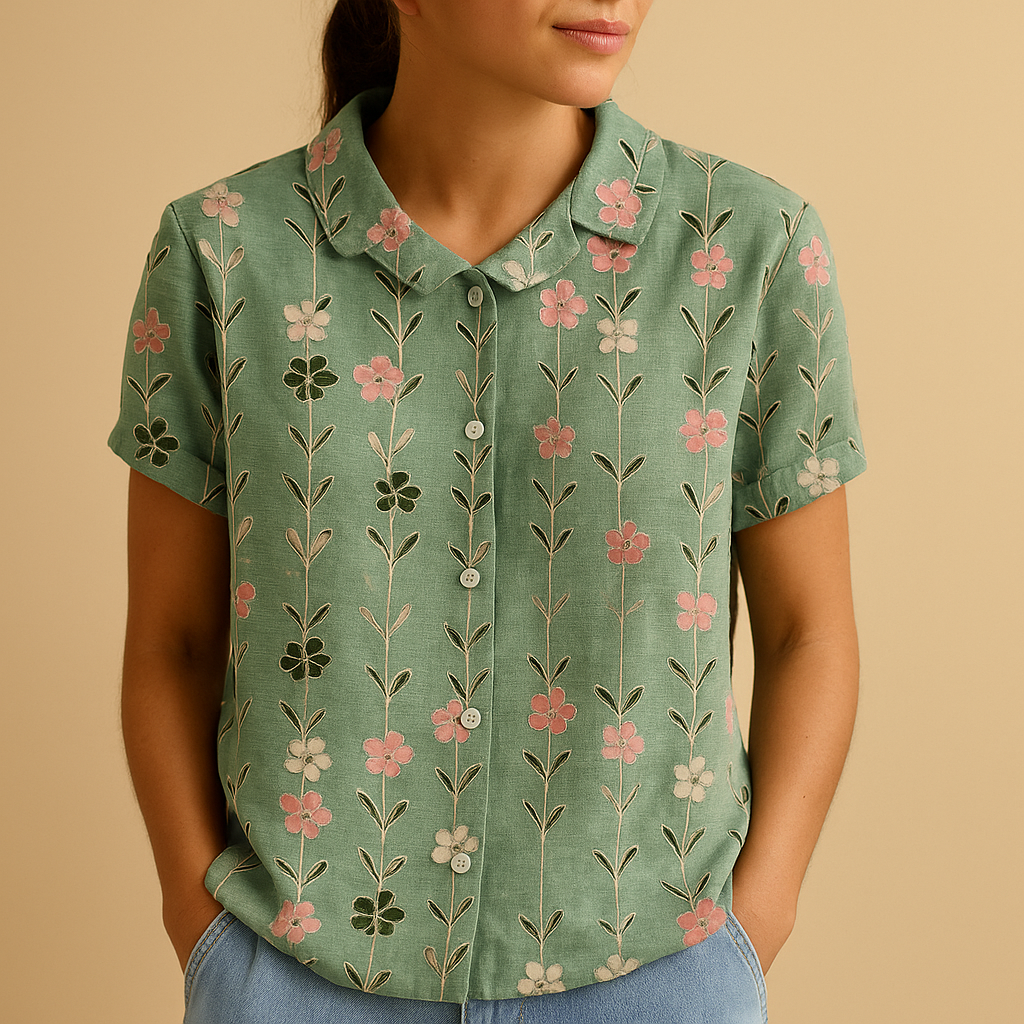 Lightweight floral print blouse for women with loose fit and breathable fabric, ideal for casual days or warm weather.