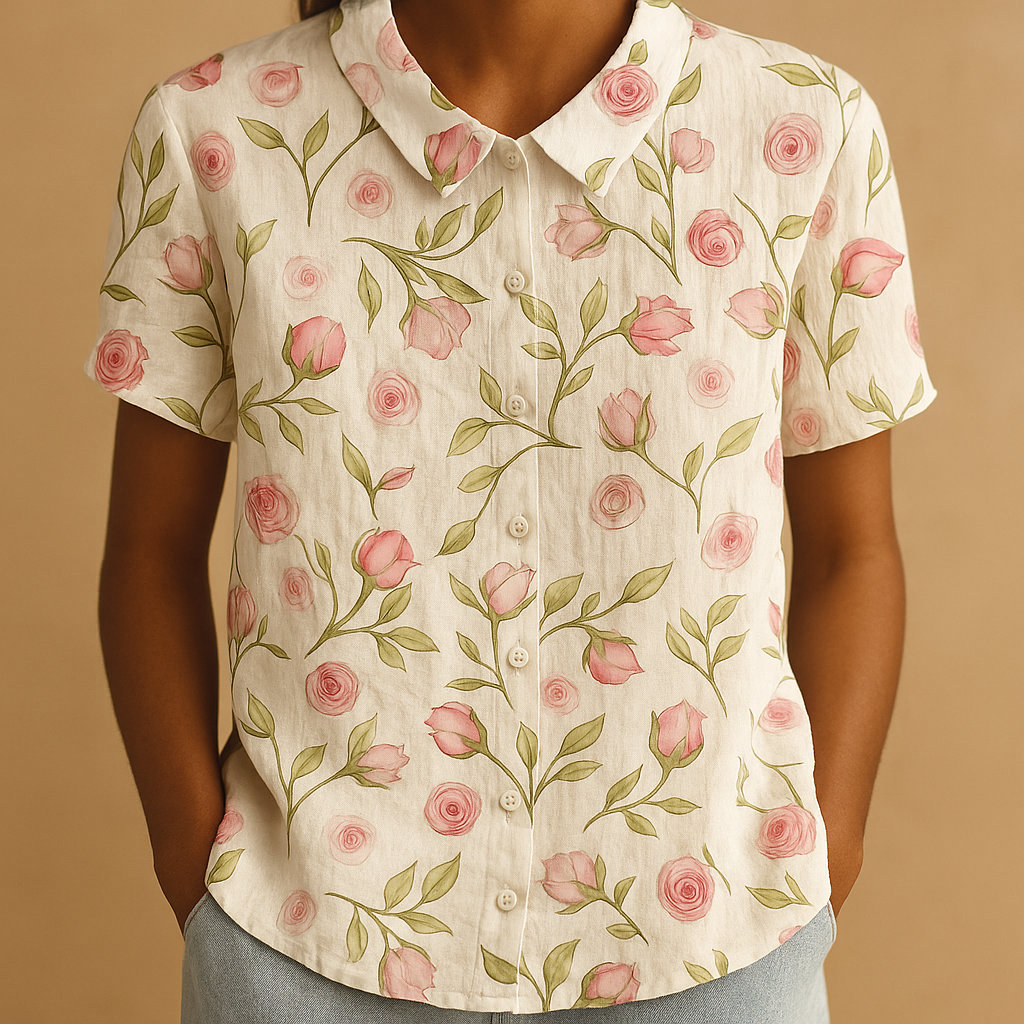Lightweight floral print blouse for women with loose fit and breathable fabric, ideal for casual days or warm weather.