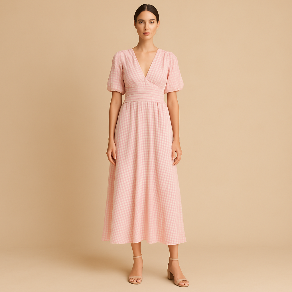 Women’s flowy maxi dress with button front and long sleeves, made from lightweight breathable fabric, perfect for work, events, or casual wear.