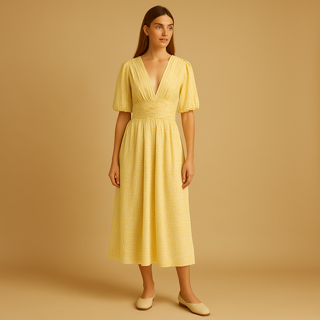 Women’s flowy maxi dress with button front and long sleeves, made from lightweight breathable fabric, perfect for work, events, or casual wear.
