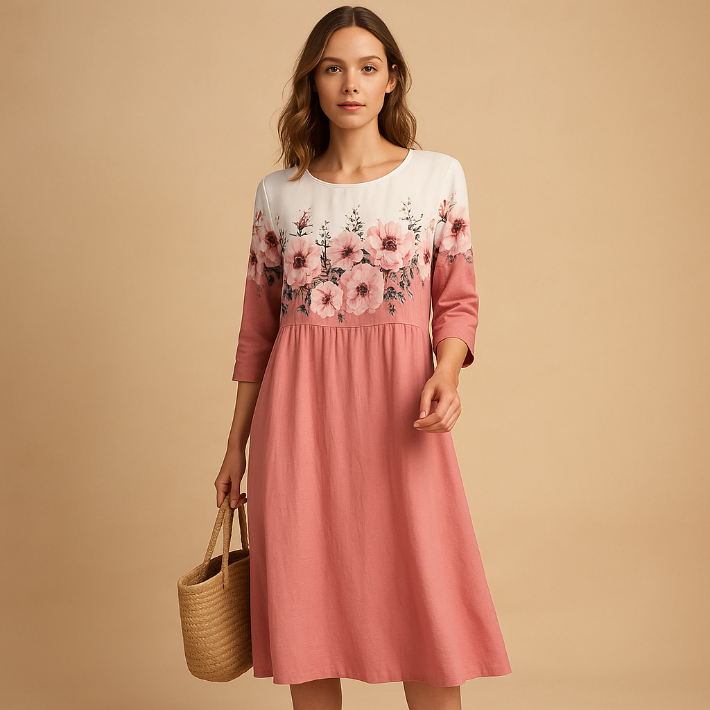 Flowy midi dress for women with lightweight, breathable fabric and feminine silhouette, perfect for casual days and elegant events.
