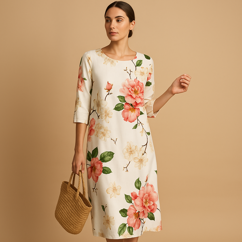 Flowy midi dress for women with lightweight, breathable fabric and feminine silhouette, perfect for casual days and elegant events.