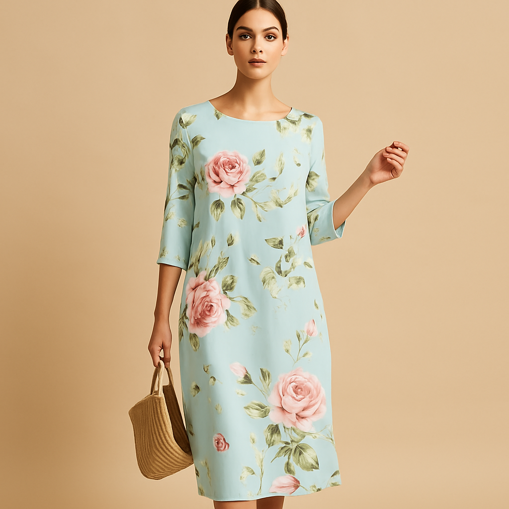 Flowy midi dress for women with lightweight, breathable fabric and feminine silhouette, perfect for casual days and elegant events.