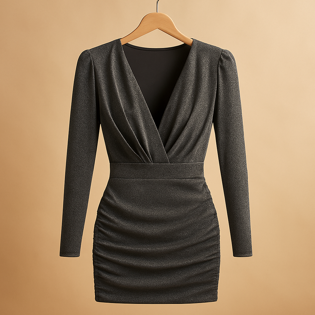 Glitter evening dress for women with long sleeves, flattering fit, and elegant sparkle, perfect for formal dinners, parties, and special occasions.