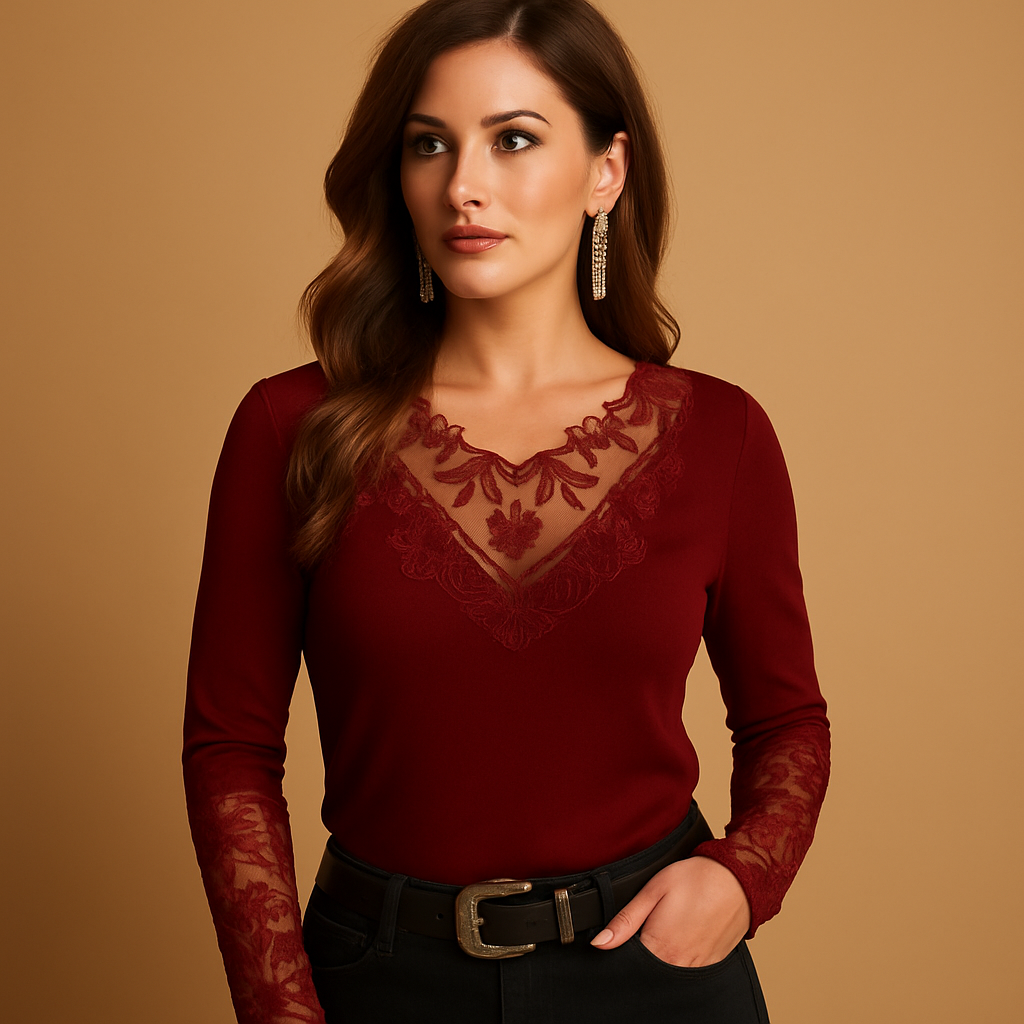 Elegant lace blouse for women with tailored fit and breathable design, perfect for casual, work, or evening wear.