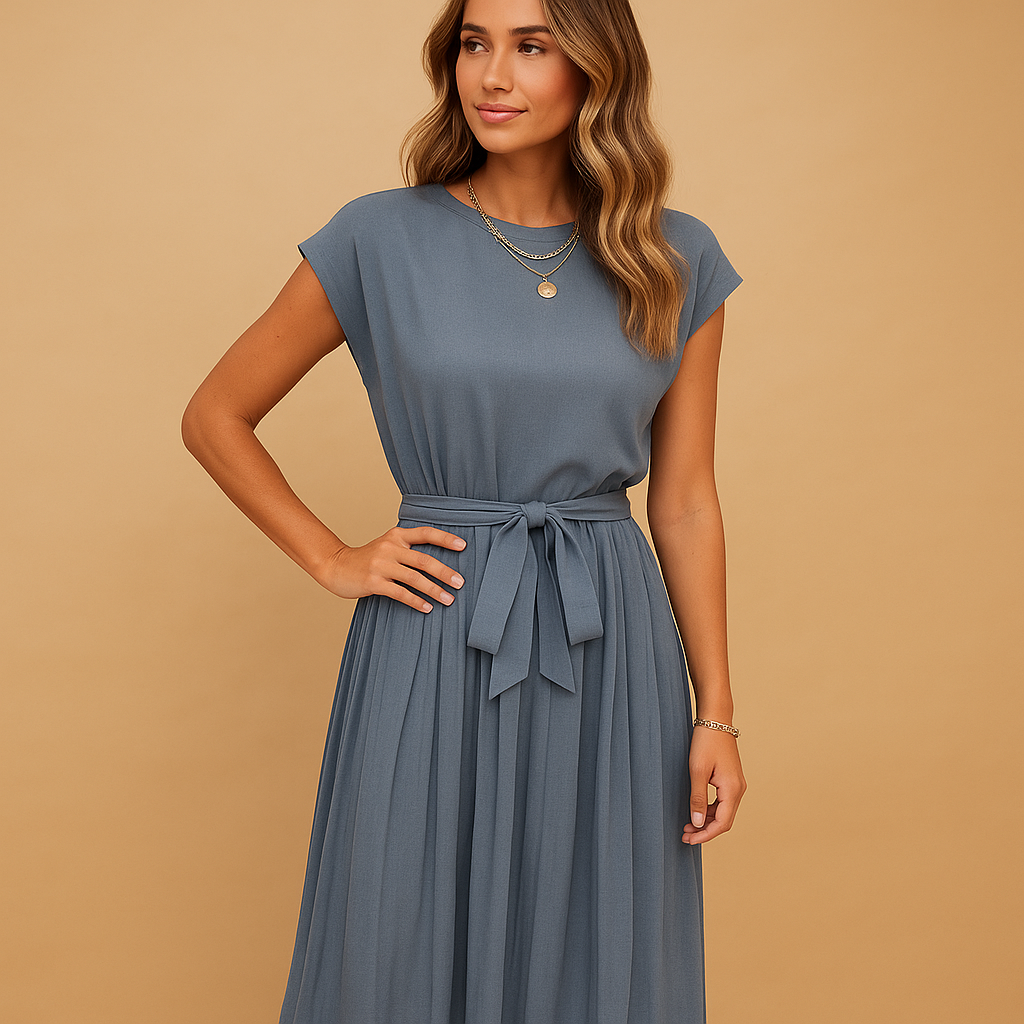 Elegant women’s summer dress with breathable fabric, available in midi or maxi length, perfect for weddings, holidays, and warm days.