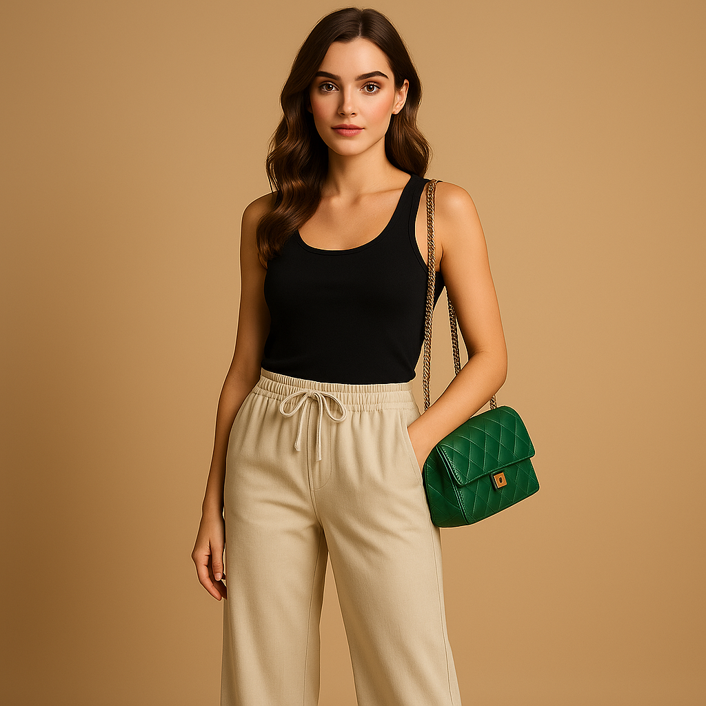 Women’s lightweight summer pants with elastic waistband and loose fit, ideal for casual days, beach outings, and warm weather.