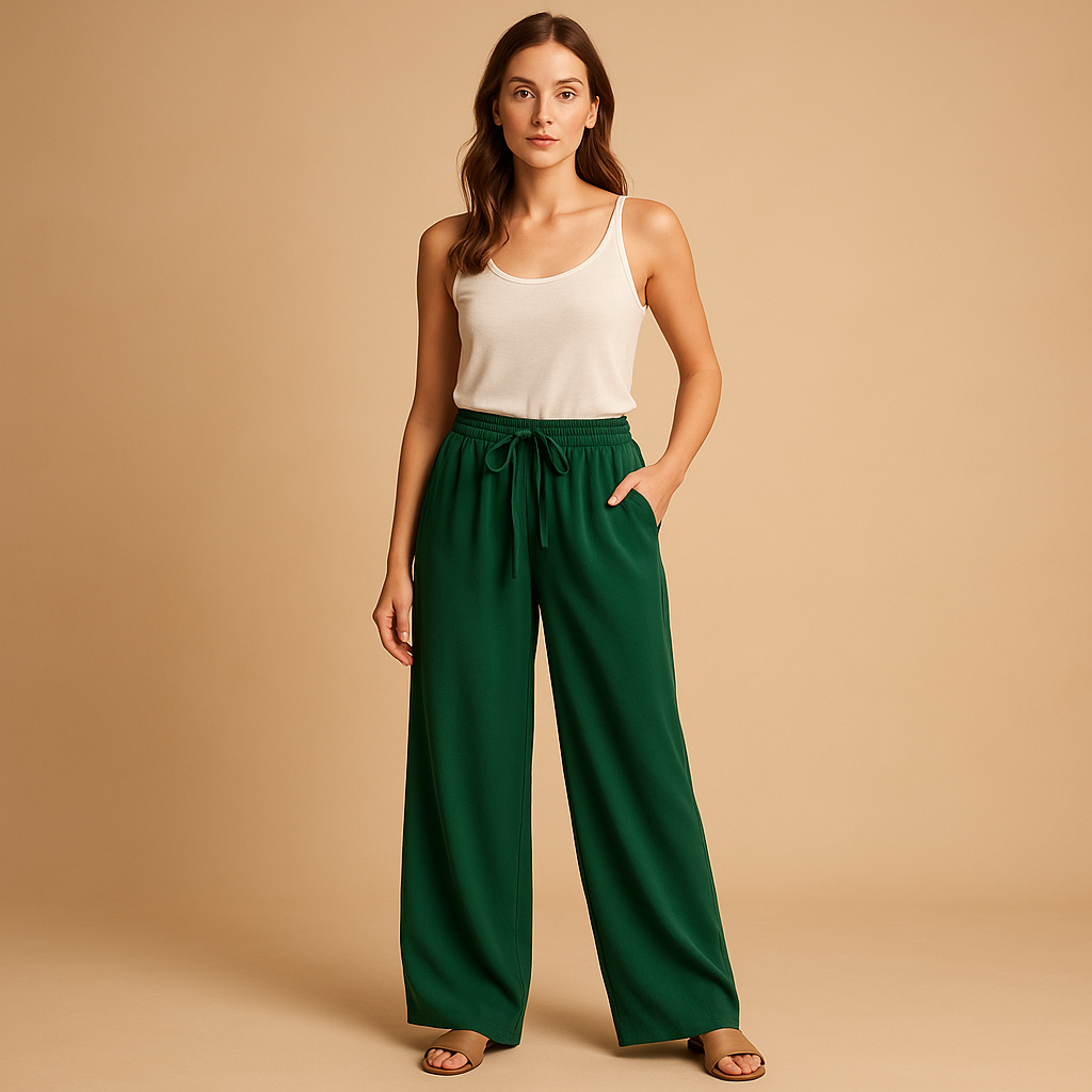 Women’s lightweight summer pants with elastic waistband and loose fit, ideal for casual days, beach outings, and warm weather.