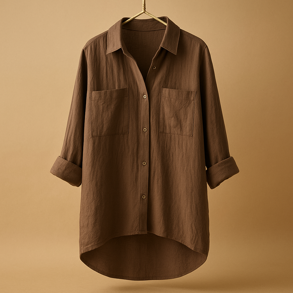 Women’s long sleeve airy blouse with relaxed fit in white, black, beige, gray, green, and blue — perfect for work, casual wear, and office days.