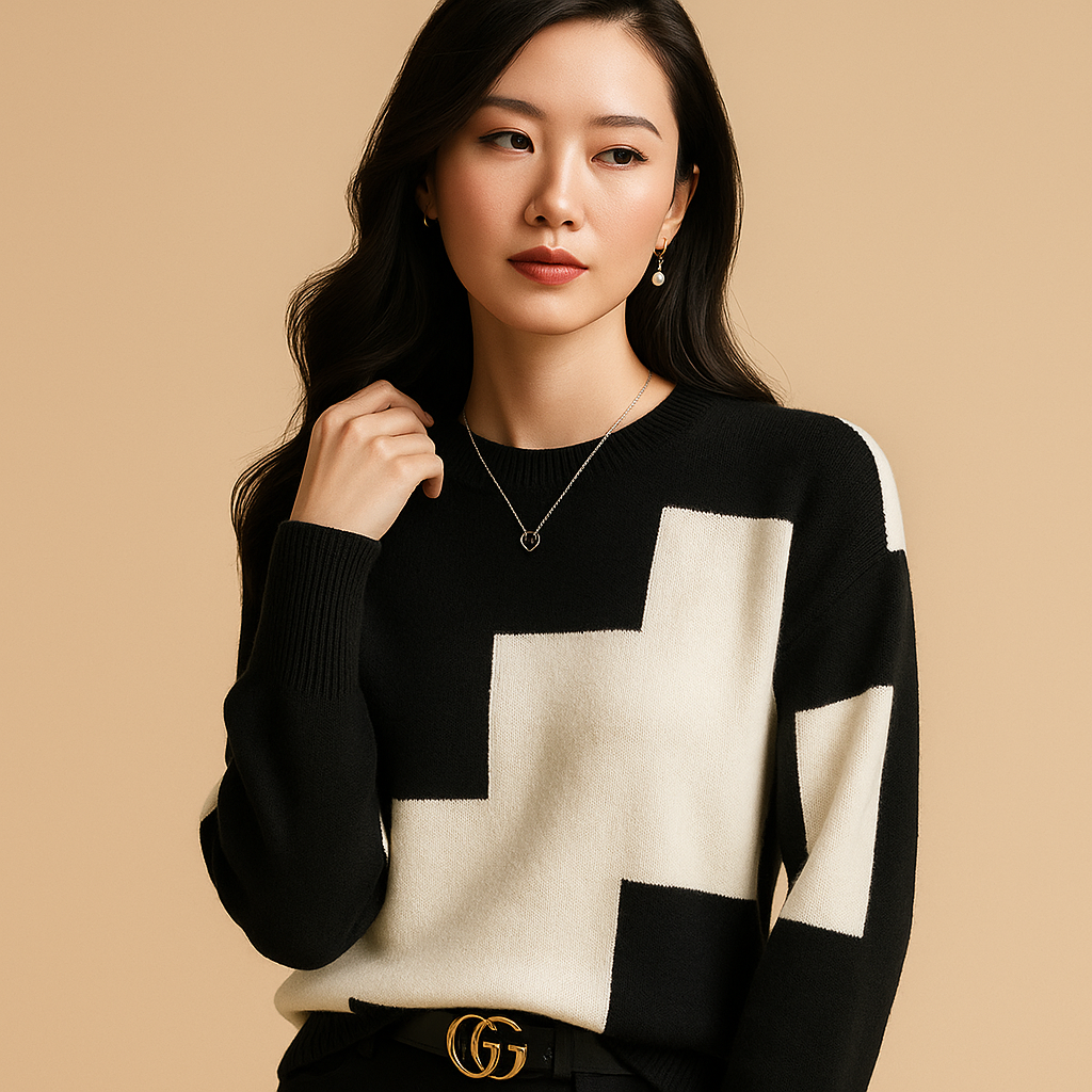 Women’s loose fit sweater with breathable fabric, minimalist design, and flattering silhouette, perfect for spring, autumn, and winter outfits.