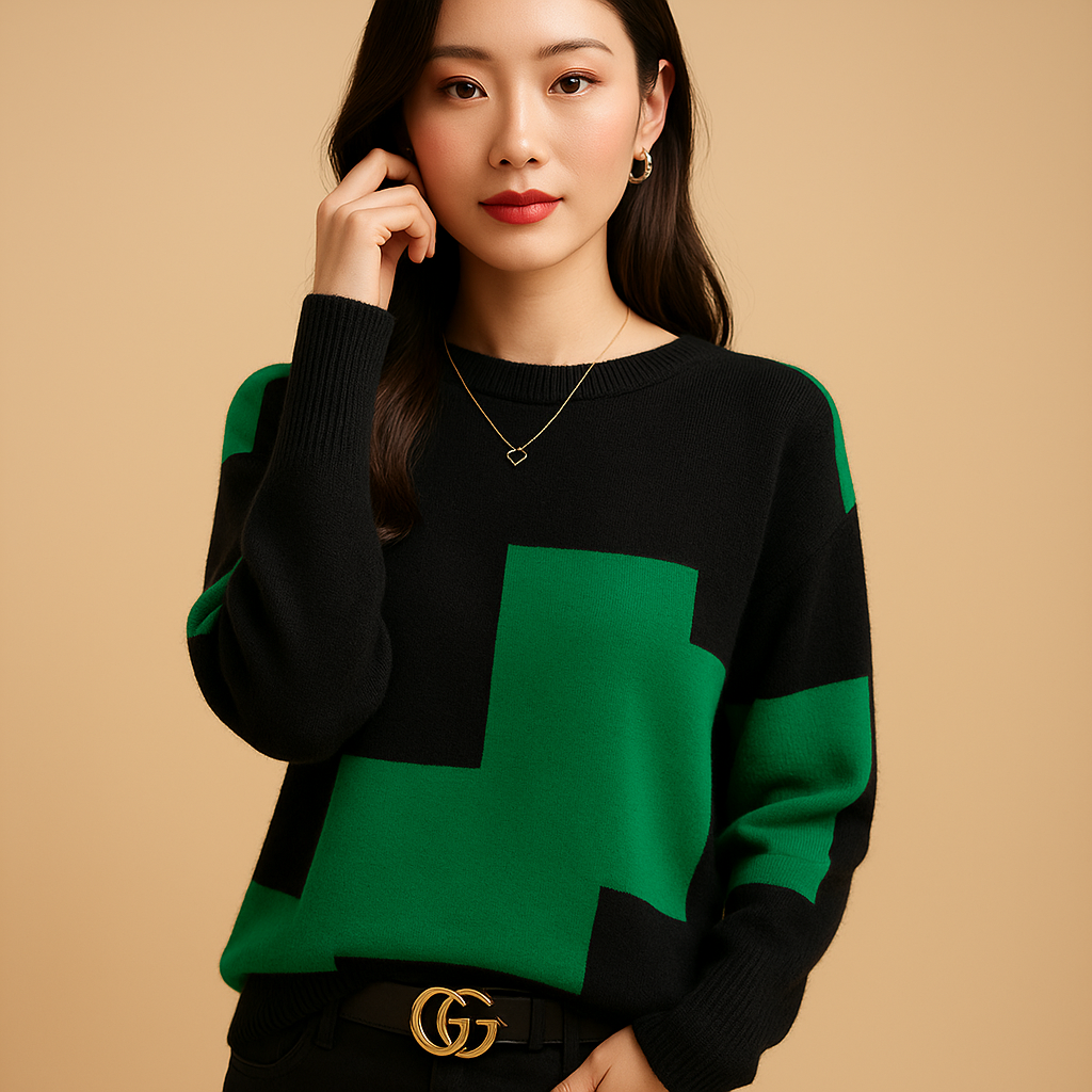Women’s loose fit sweater with breathable fabric, minimalist design, and flattering silhouette, perfect for spring, autumn, and winter outfits.