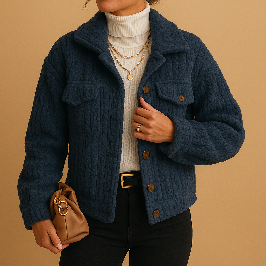 Oversized coat for women with soft fabric, boxy silhouette, pearl buttons, and seamless flap pockets, available in neutral tones for versatile styling.