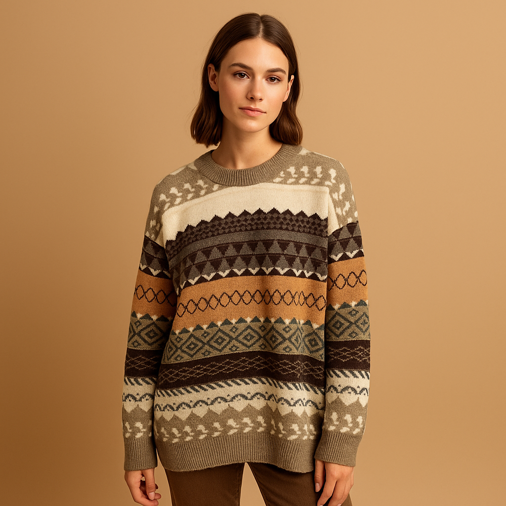 Women’s oversized knitted sweater with relaxed fit and soft knit fabric, perfect for casual elegance in autumn, winter, and spring