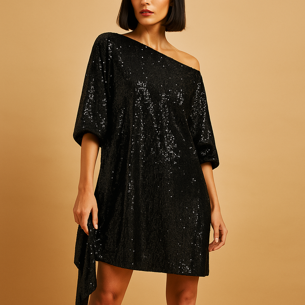 Sequin evening dress for women named Brielle, featuring elegant ruffles, a flattering silhouette, and a glamorous design perfect for galas and special events.