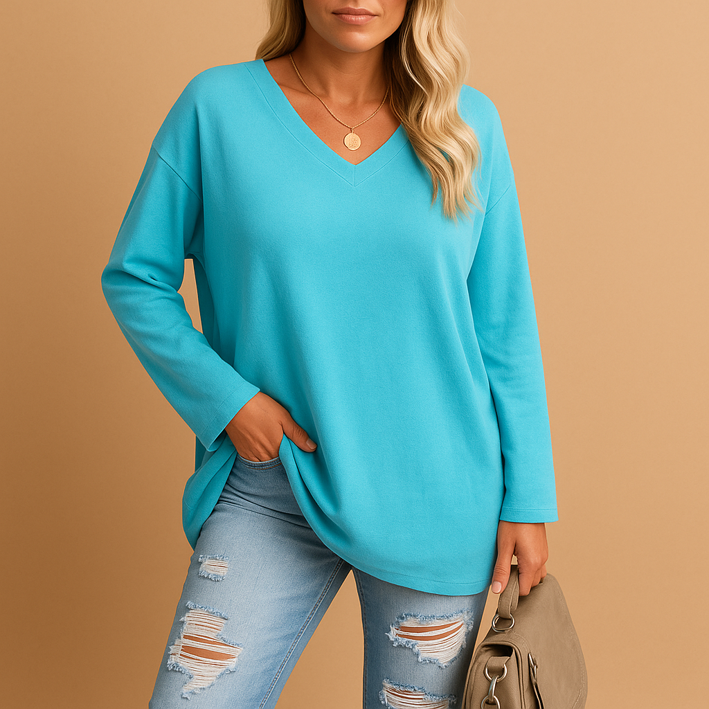 Women’s summer round neck top with short sleeves in light, breathable fabric — perfect for casual days, beachwear, or elegant summer looks.