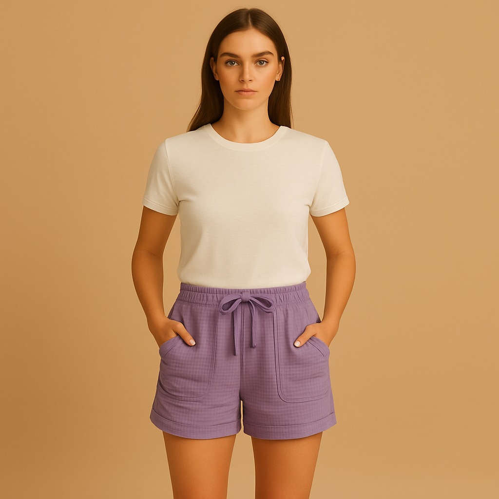 Women’s lightweight summer shorts made from breathable fabric, perfect for casual outings and elegant summer looks.