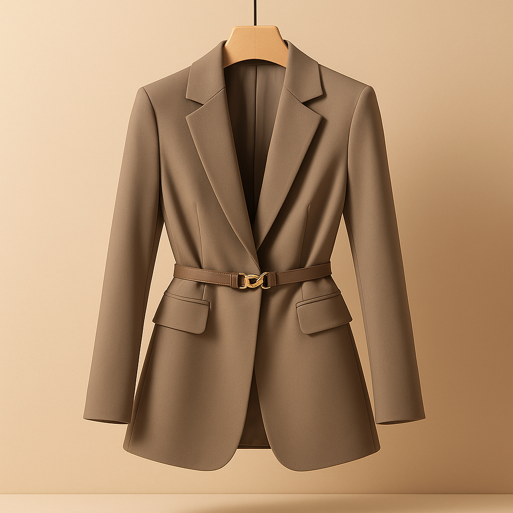 Tailored elegant blazer for women with a refined fit and minimalist detailing, ideal for office outfits, business occasions and chic evening looks.