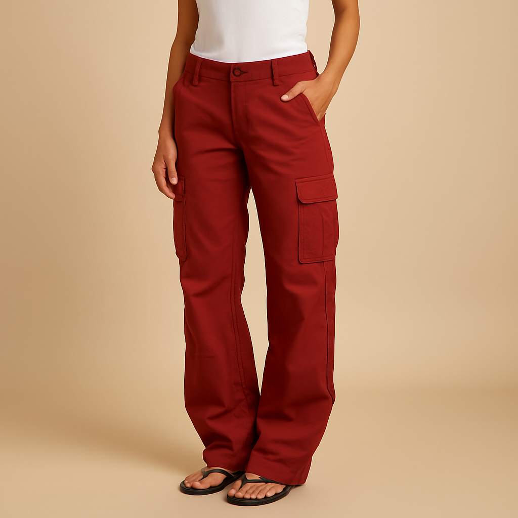 Women’s versatile cargo pants with large side pockets and straight-leg design, perfect for casual, outdoor, and everyday outfits.