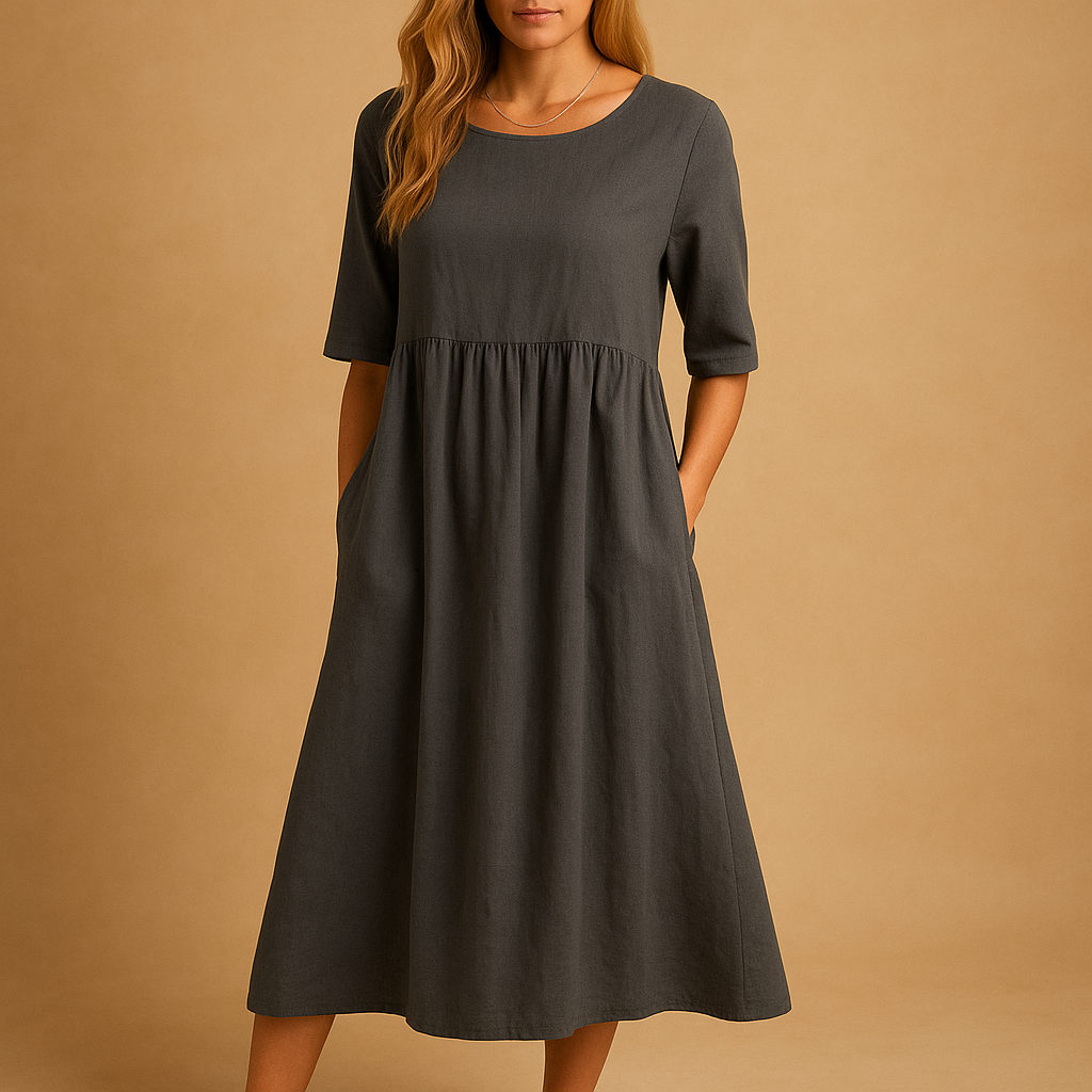 Elegant women’s vintage midi dress with a flattering silhouette, perfect for garden parties, daily wear, and timeless chic occasions.