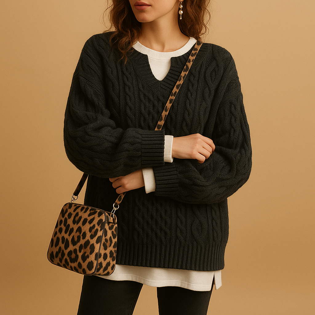 Women's breathable V-neck knit sweater with a relaxed fit, soft cotton fabric, and timeless design, ideal for work and everyday casual outfits.