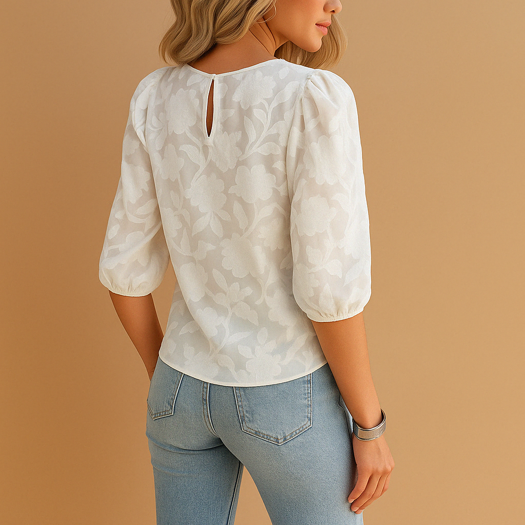 Women’s elegant floral print top with flattering fit, perfect for casual days or formal events with timeless, feminine style.