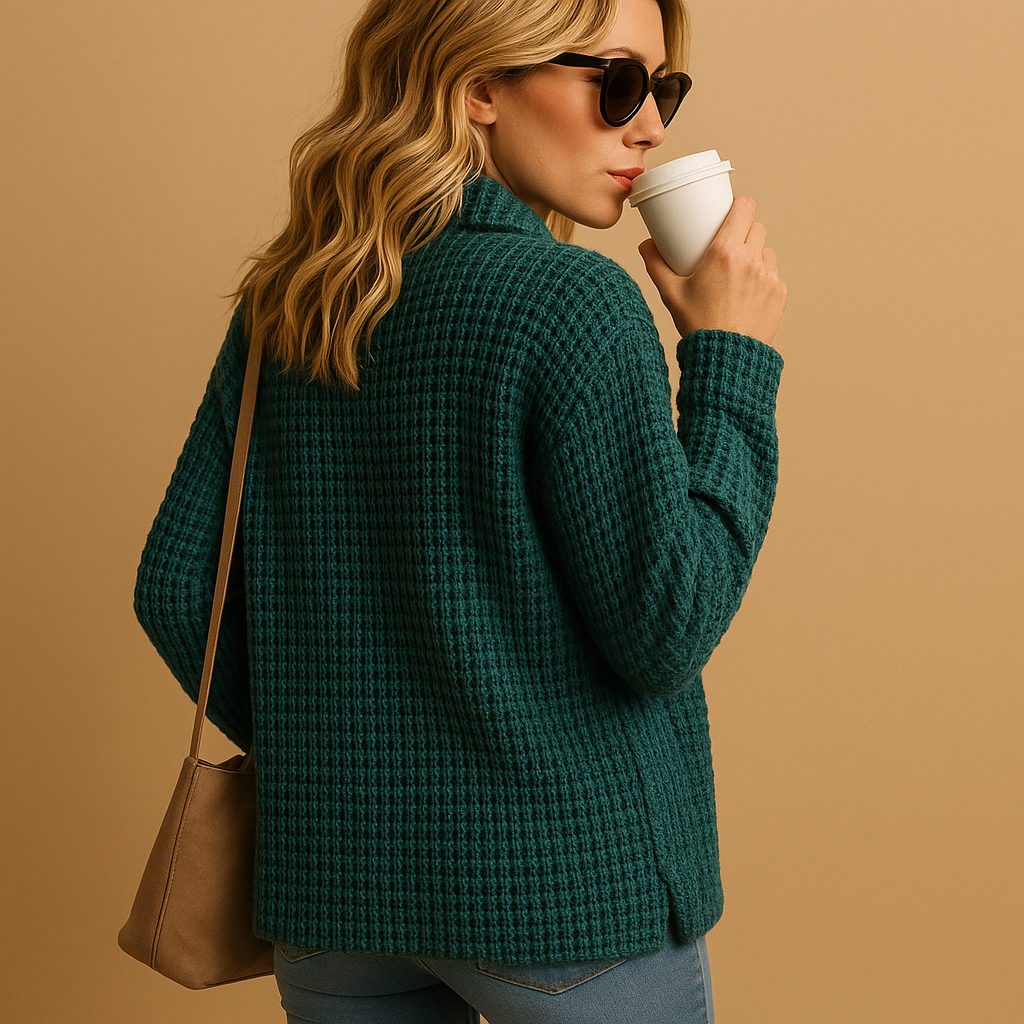 Women's fitted knit sweater with a tailored cut and soft, breathable fabric, perfect for casual outings and everyday stylish wear.