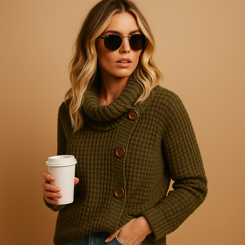 Women's fitted knit sweater with a tailored cut and soft, breathable fabric, perfect for casual outings and everyday stylish wear.
