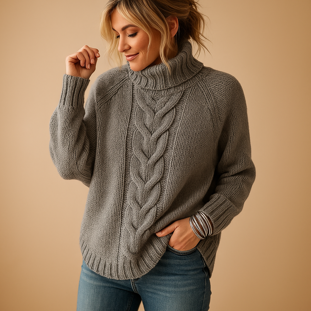 Women's long chunky knit sweater with a relaxed fit, perfect for layering, casual outings, and staying warm during cold winter days.