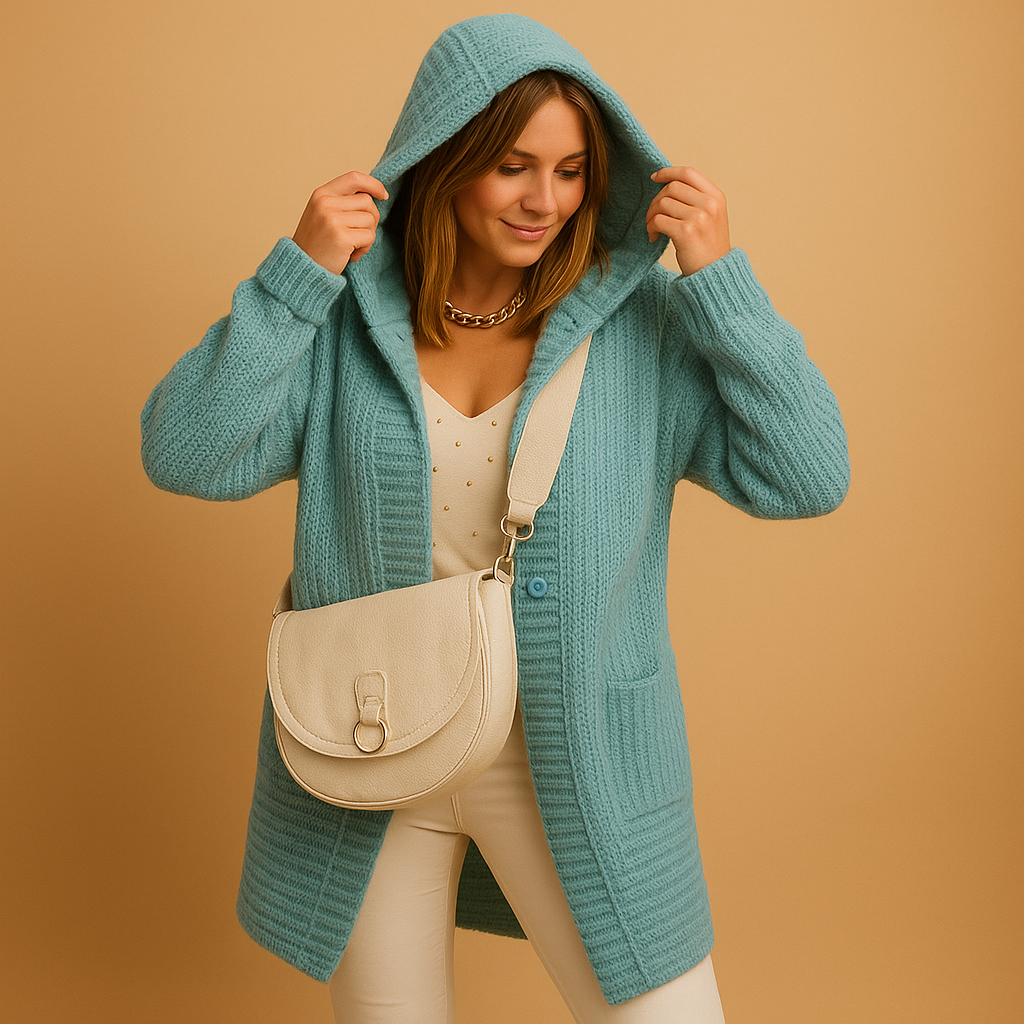 Women's open knit cardigan with a relaxed fit, perfect for autumn, winter layering, or cozy days at home.