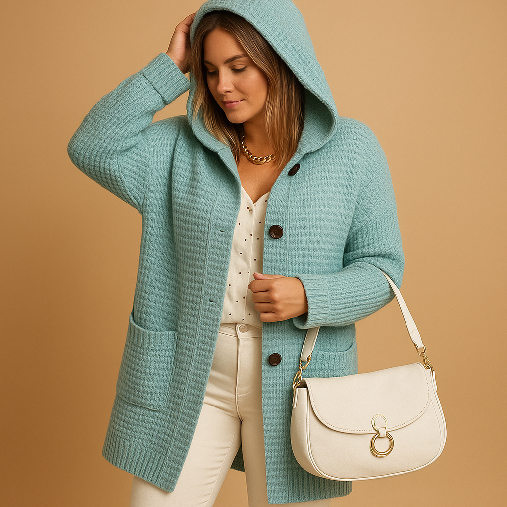 Women's open knit cardigan with a relaxed fit, perfect for autumn, winter layering, or cozy days at home.