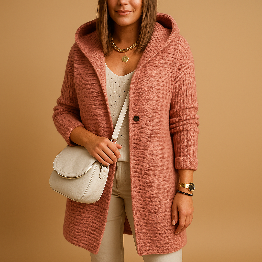 Women's open knit cardigan with a relaxed fit, perfect for autumn, winter layering, or cozy days at home.