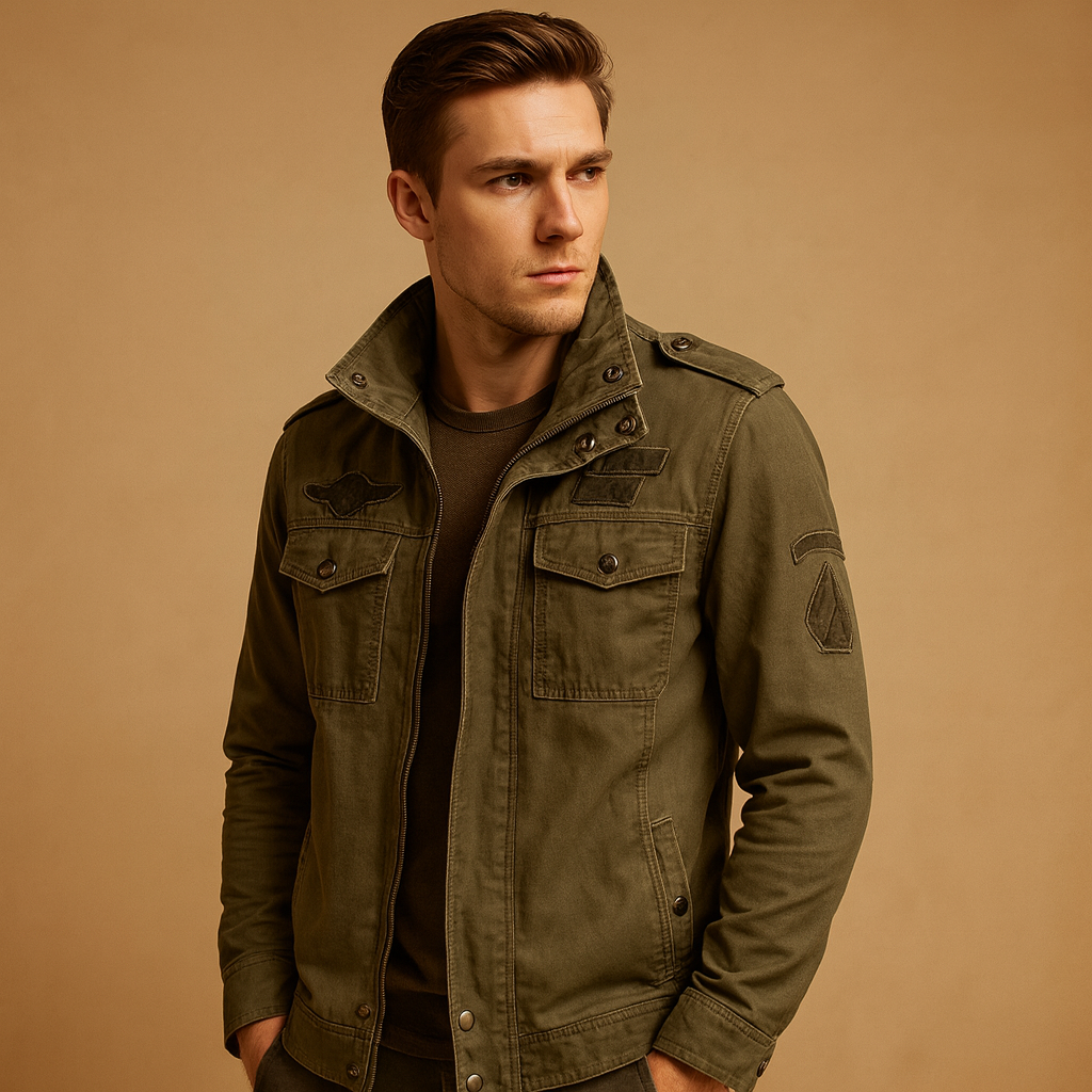 Men’s biker jacket with long sleeves, sleek rebellious design with modern fit, perfect for casual wear or stylish evenings.