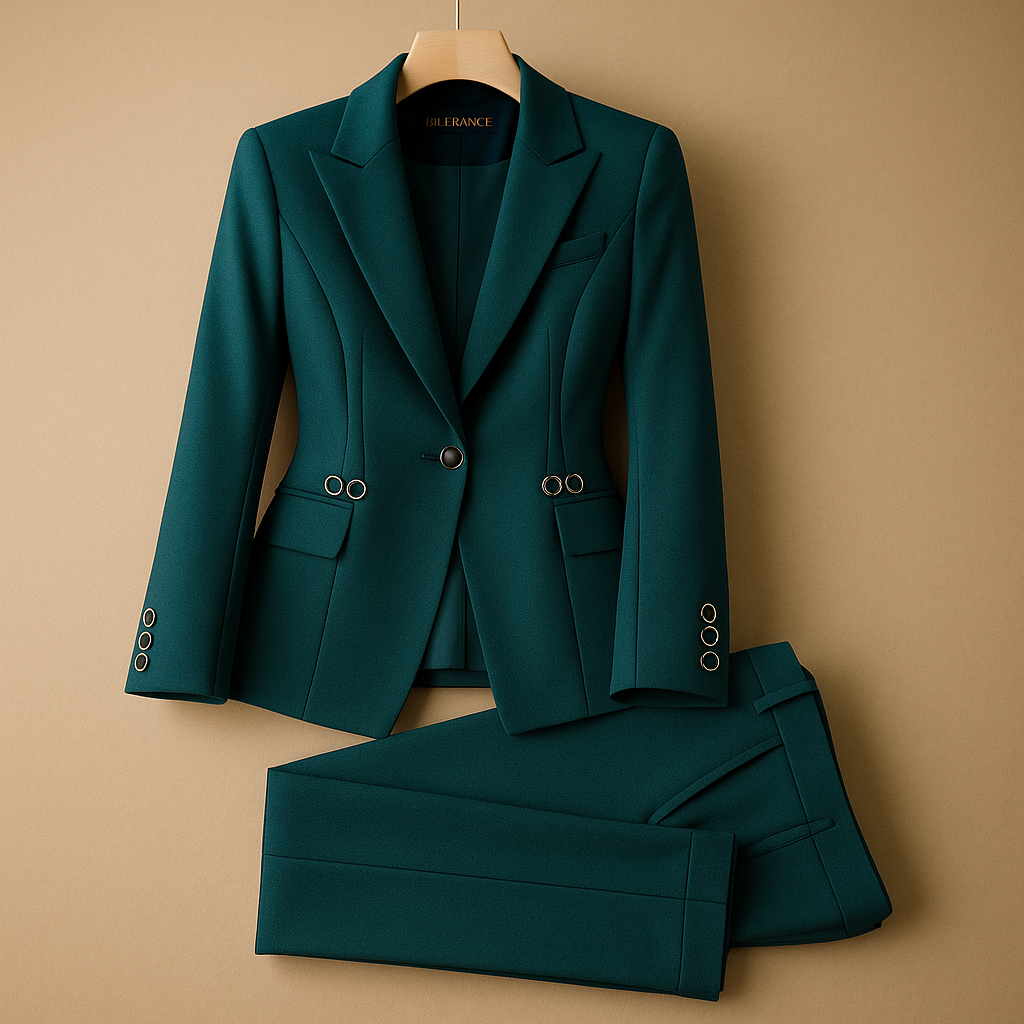 Elegant blazer set with pants for women featuring a tailored fit and timeless design, ideal for business meetings, work, and semi-formal occasions.