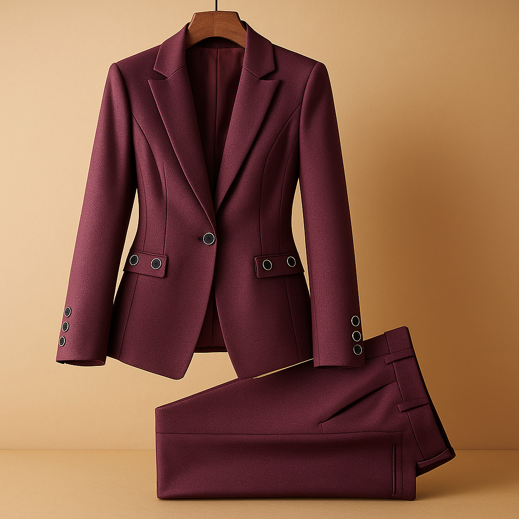 Elegant blazer set with pants for women featuring a tailored fit and timeless design, ideal for business meetings, work, and semi-formal occasions.