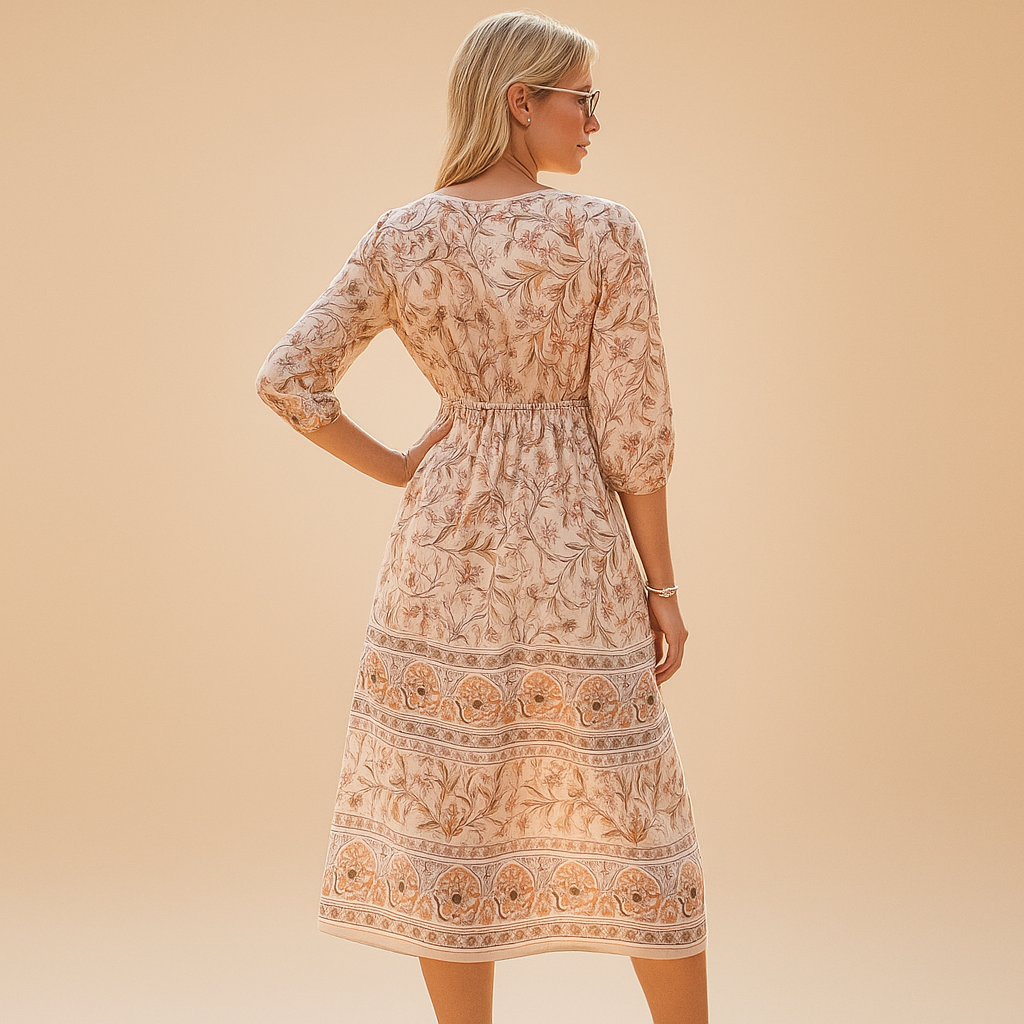 Women’s bohemian summer dress with airy fit and refined patterns. Perfect for festivals, beach days, and casual summer occasions.