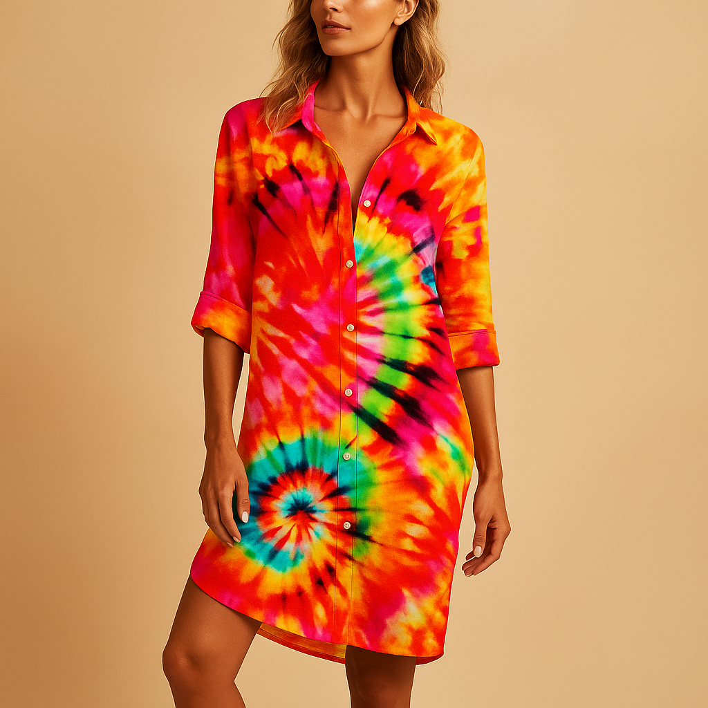 Boho summer dress for women with V-neckline and lightweight breathable fabric, featuring a stylish bohemian print perfect for summer outings.