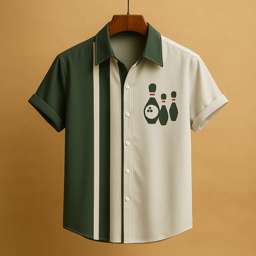 Men’s bowling print polo shirt Lucas with breathable fabric and comfortable fit. Ideal for casual wear and sporty occasions.