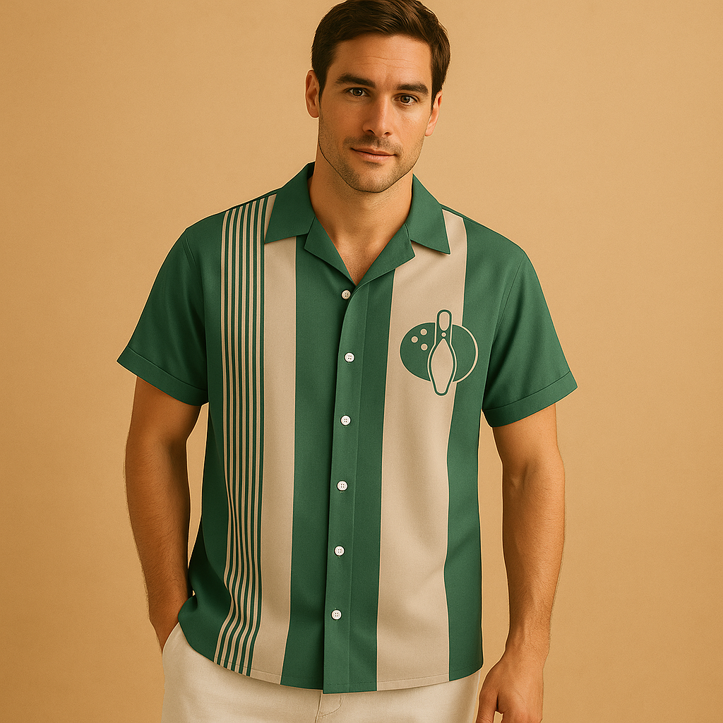 Men’s bowling print polo shirt Lucas with breathable fabric and comfortable fit. Ideal for casual wear and sporty occasions.