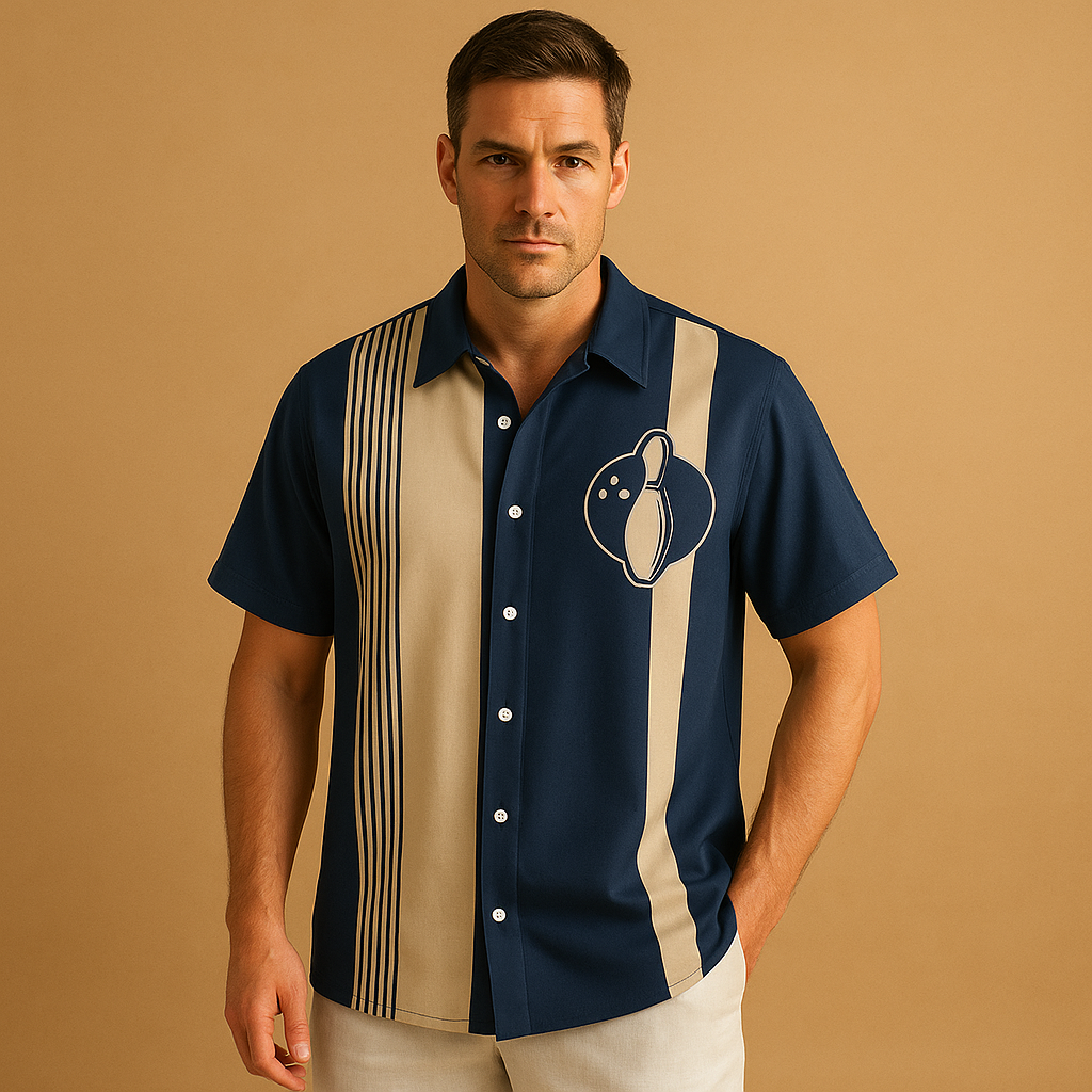 Men’s bowling print polo shirt Lucas with breathable fabric and comfortable fit. Ideal for casual wear and sporty occasions.