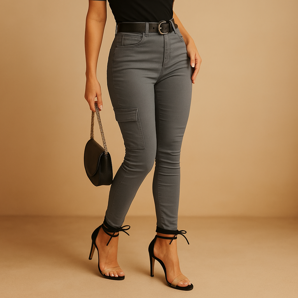 Women’s casual cotton cargo pants with elastic ankles and side pockets, perfect for everyday wear or relaxed outfits.