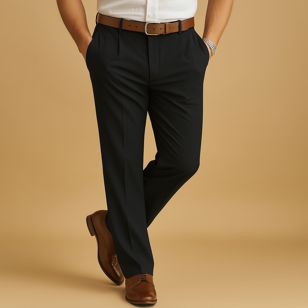 Men’s casual chino pants with relaxed fit and neat finish, versatile design for smart casual, work, and leisure occasions.