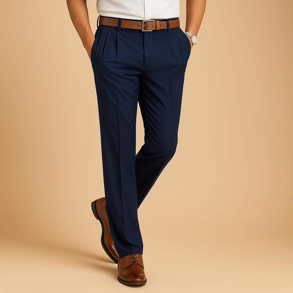 Men’s casual chino pants with relaxed fit and neat finish, versatile design for smart casual, work, and leisure occasions.